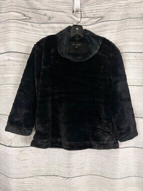 NWT Banana Republic Black Faux Fur Pullover Turtleneck Top Size S